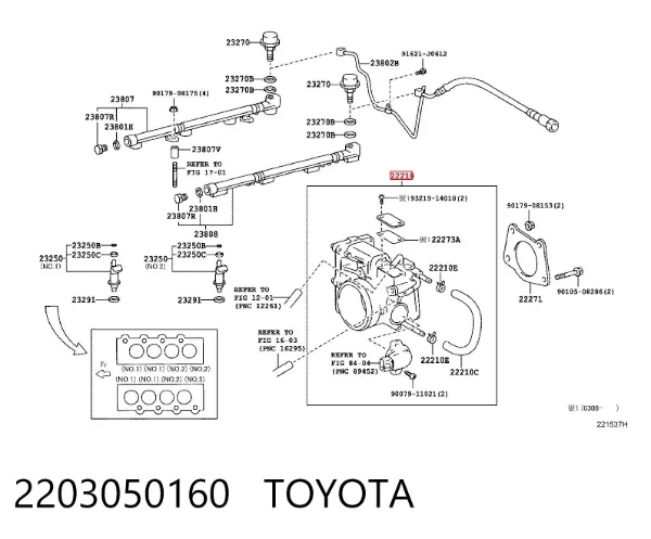 Válvula de borboleta montada 2203050160 Toyota