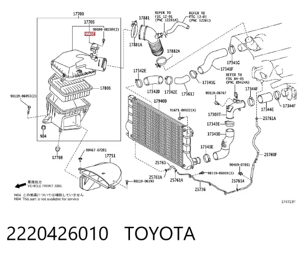 Sensor de fluxo (consumo) de ar, medidor de consumo M.A.F. - (Mass Airflow) 2220426010 Toyota