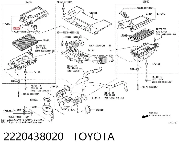 Sensor de fluxo (consumo) de ar, medidor de consumo M.A.F. - (Mass Airflow) 2220438020 Toyota