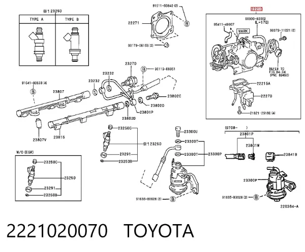 Válvula de borboleta montada 2221020070 Toyota