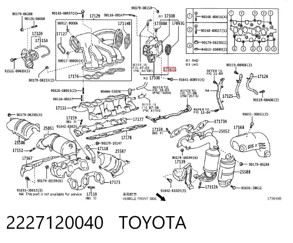 Vedante da válvula de borboleta 2227120040 Toyota