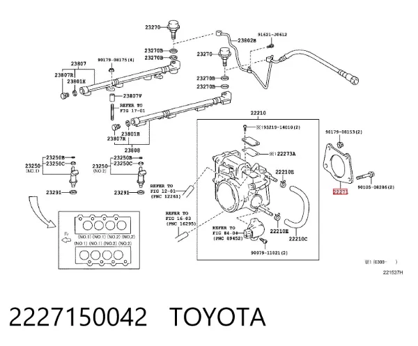 Vedante da válvula de borboleta 2227150042 Toyota