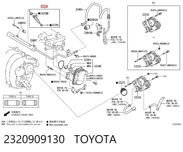 Injetor de injeção de combustível 2320909130 Toyota