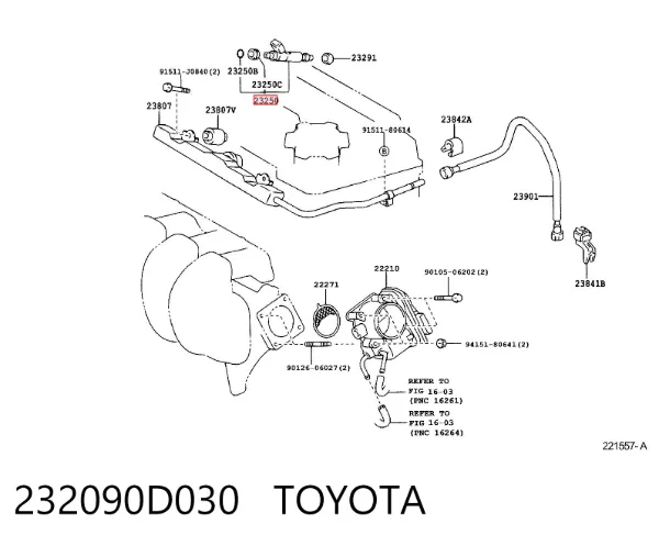 Injetor de injeção de combustível 232090D030 Toyota