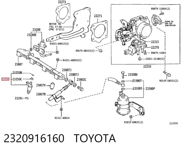 Injetor de injeção de combustível 2320916160 Toyota