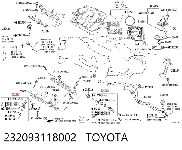 Injetor de injeção de combustível 232093118002 Toyota