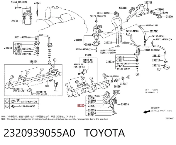 Injetor de injeção de combustível 2320939055A0 Toyota