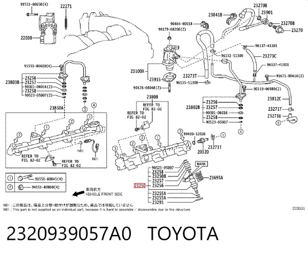 Injetor de injeção de combustível 2320939057A0 Toyota