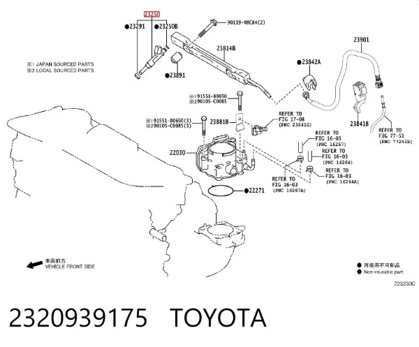 Injetor de injeção de combustível 2320939175 Toyota
