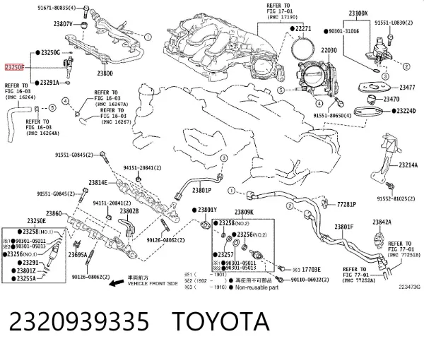 Injetor de injeção de combustível 2320939335 Toyota