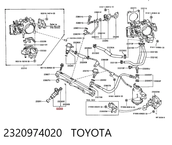 Injetor de injeção de combustível Toyota Celica T16