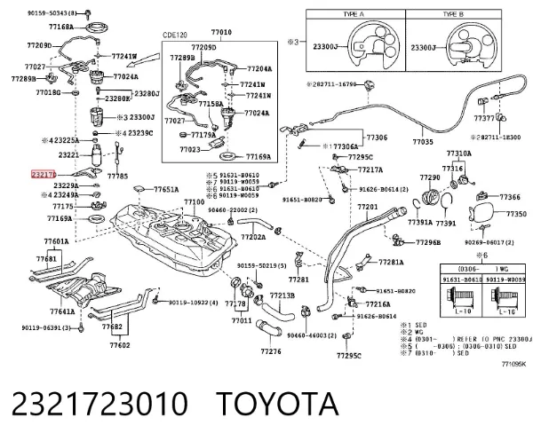 Filtro de malha de bomba de gasolina 2321723010 Toyota