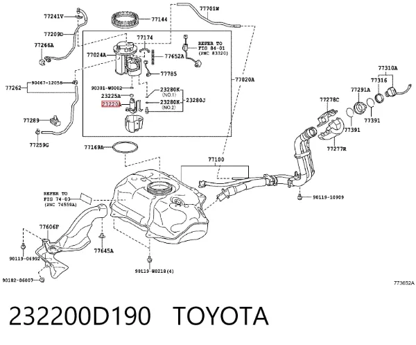 Bomba de combustível elétrica submersível 232200D190 Toyota