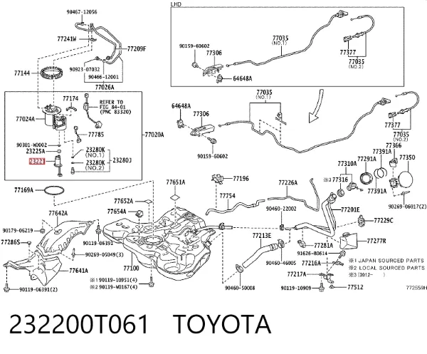 Bomba de combustível elétrica submersível 232200T061 Toyota