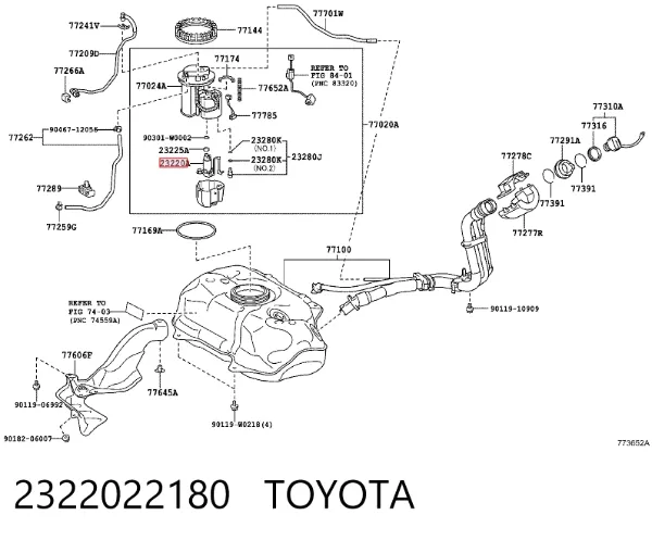 Bomba de combustível elétrica submersível 2322022180 Toyota