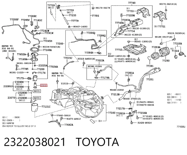 Elemento de turbina da bomba de combustível 2322038021 Toyota