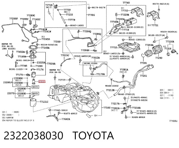 Elemento de turbina da bomba de combustível 2322038030 Toyota