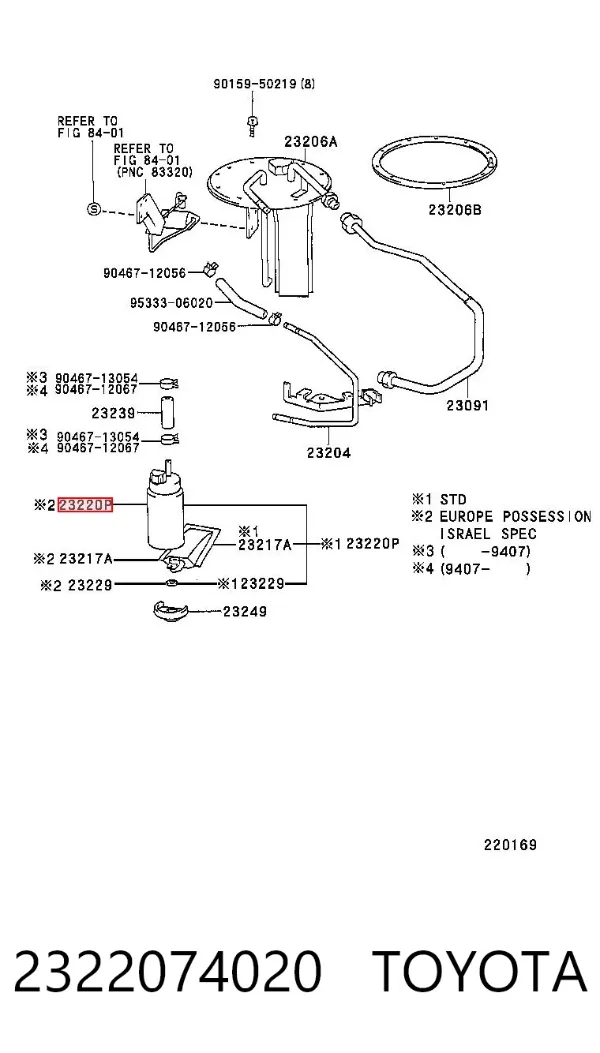 Elemento de turbina da bomba de combustível 2322074020 Toyota