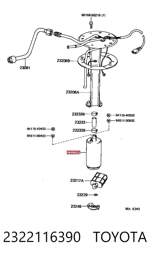 Elemento de turbina da bomba de combustível 2322116390 Toyota