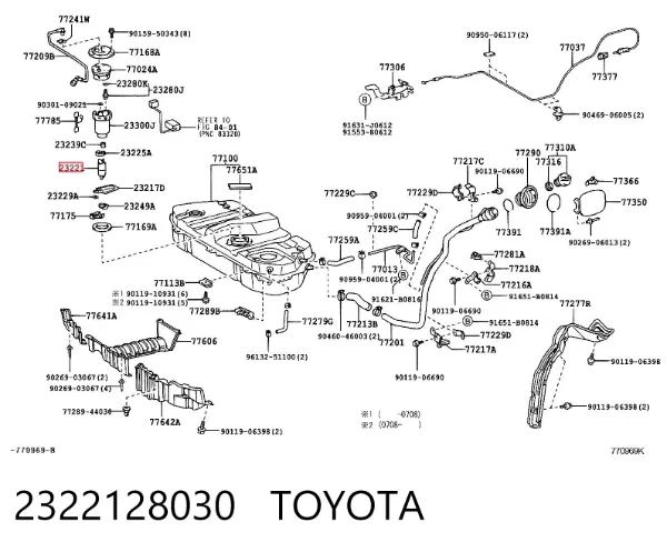 Bomba de combustível elétrica submersível 2322128030 Toyota