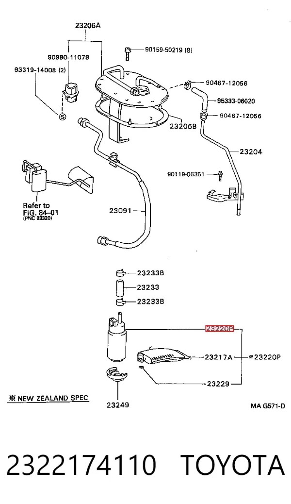 Bomba de combustível elétrica submersível 2322174110 Toyota