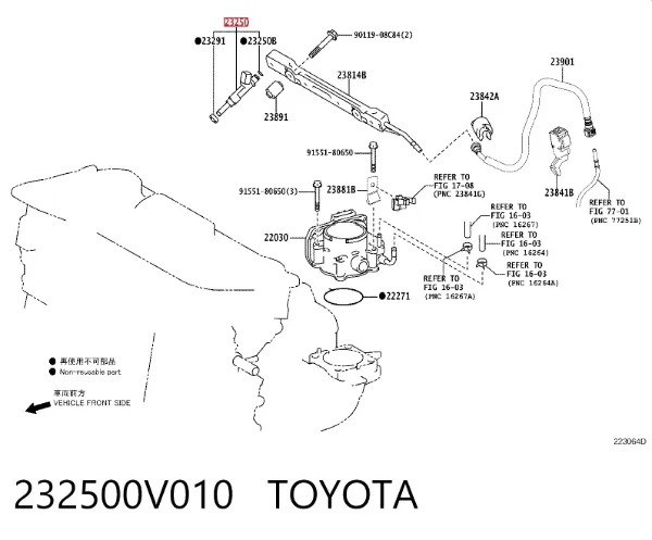 Injetor de injeção de combustível 232500V010 Toyota