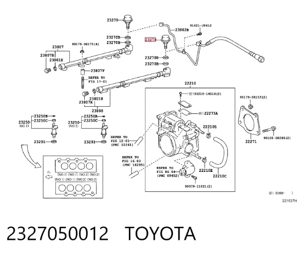 Regulador de pressão de combustível na régua de injectores 2327050012 Toyota