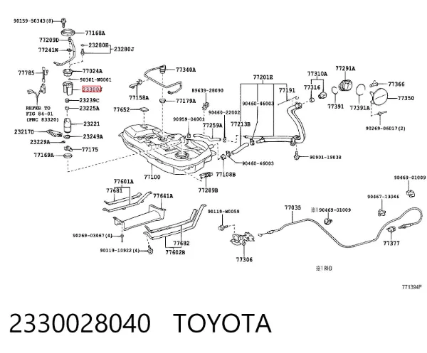 Filtro de combustível 2330028040 Toyota