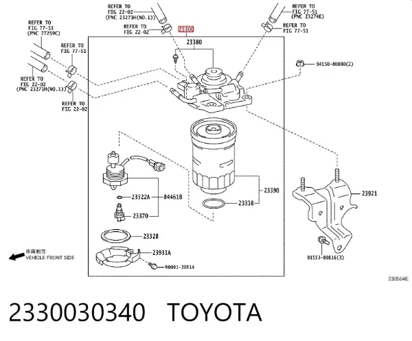 Filtro de combustível 2330030340 Toyota