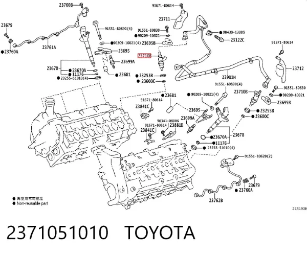 Injetor de injeção de combustível 2371051010 Toyota