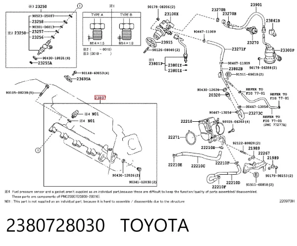 Distribuidor de combustível (rampa) 2380728030 Toyota
