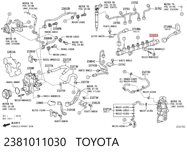Distribuidor de combustível (rampa) 2381011030 Toyota