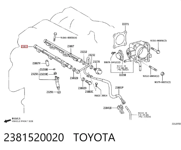 Distribuidor de combustível (rampa) esquerdo 2381520020 Toyota