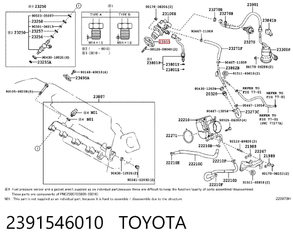 Vedante da bomba de combustível da Bomba de Combustível de Pressão Alta 2391546010 Toyota