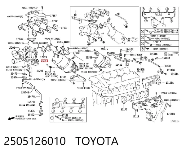 Convertidor - catalisador 2505126010 Toyota