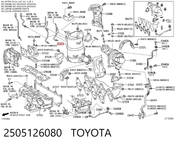 Convertidor - catalisador 2505126080 Toyota