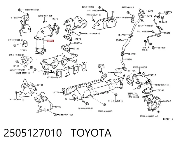 Convertidor - catalisador 2505127010 Toyota