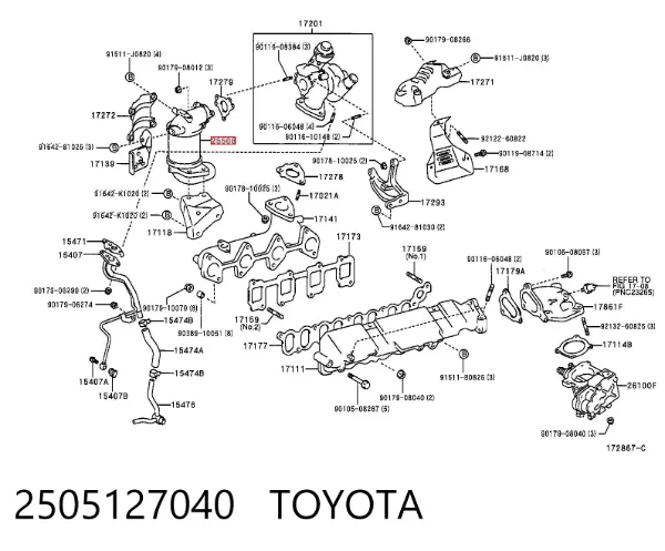 Convertidor - catalisador 2505127040 Toyota