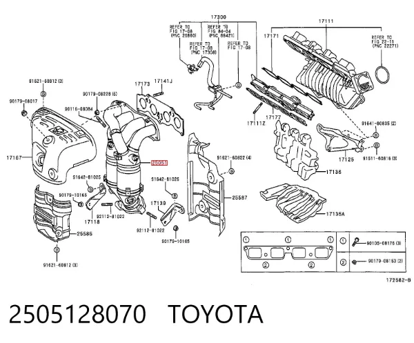 Convertidor - catalisador 2505128070 Toyota