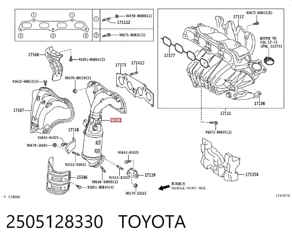 Convertidor - catalisador 2505128330 Toyota