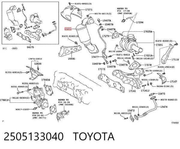 Convertidor - catalisador 2505133040 Toyota