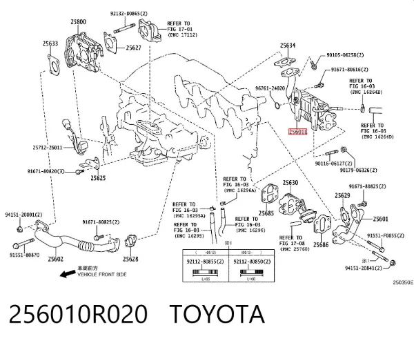 Radiador do sistema EGR de recirculação dos gases de escape 256010R020 Toyota