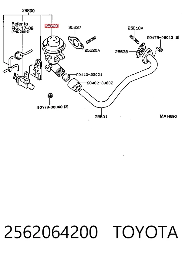 Válvula EGR de recirculação dos gases 2562064200 Toyota