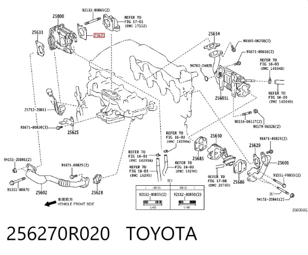 Vedante de válvula EGR de recirculação 256270R020 Toyota