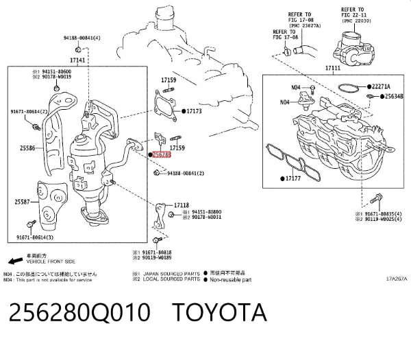 Vedante de válvula EGR de recirculação 256280Q010 Toyota