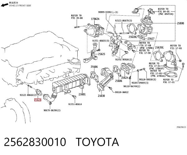 Vedante de válvula EGR de recirculação 2562830010 Toyota