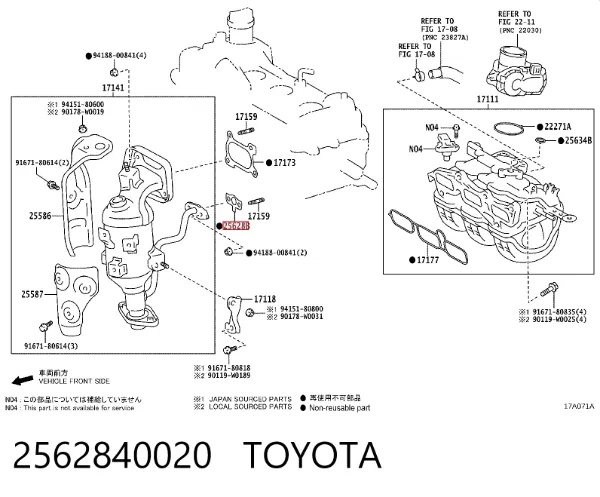 Vedante de válvula EGR de recirculação 2562840020 Toyota