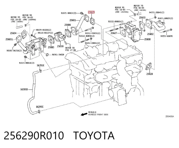Vedante de válvula EGR de recirculação 256290R010 Toyota