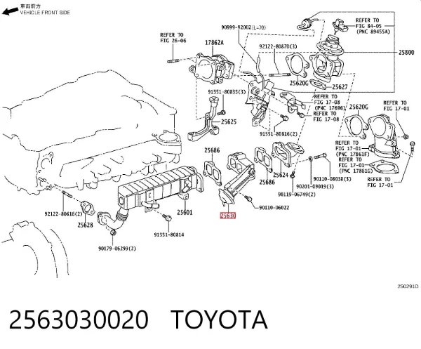 Válvula EGR de recirculação dos gases 2563030020 Toyota