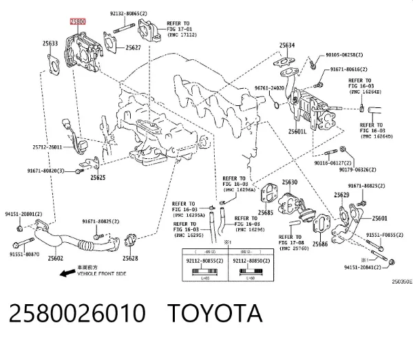 Válvula EGR de recirculação dos gases 2580026010 Toyota